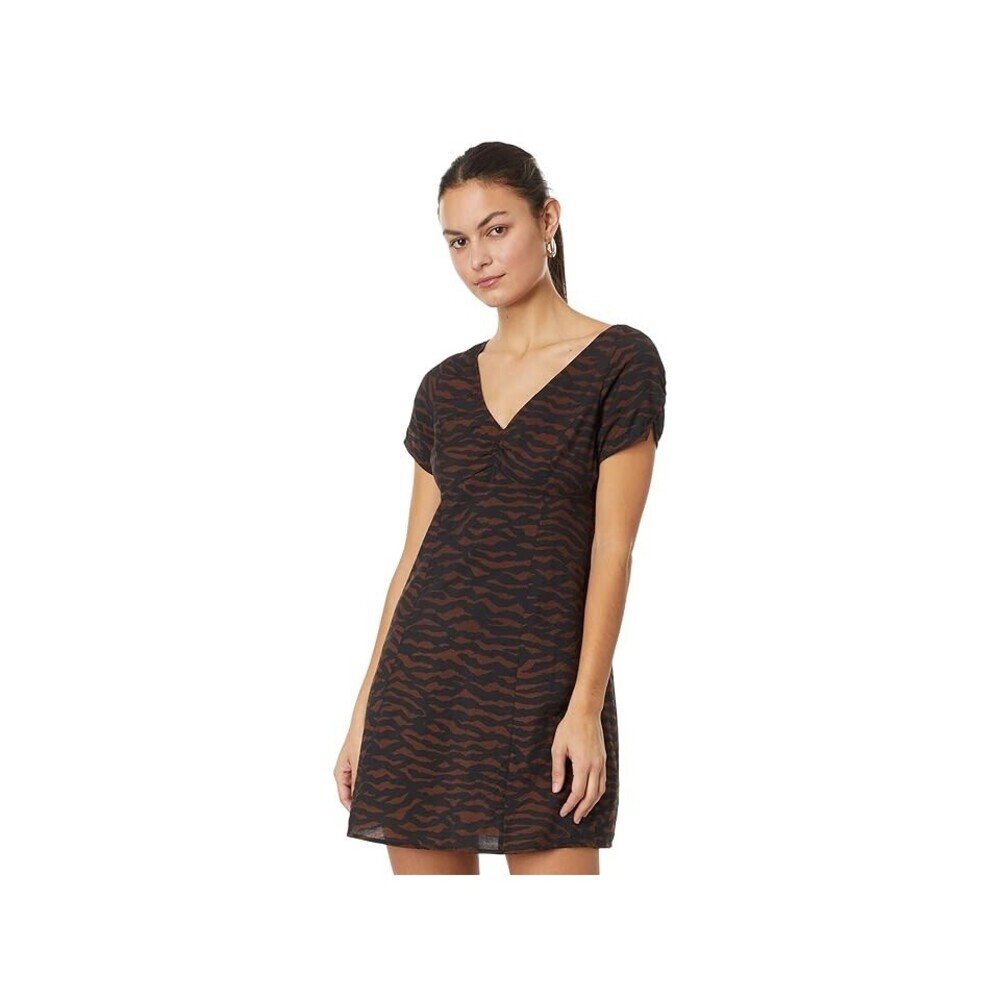Madewell Mini Dress Women's 6 Black Abstract Print V-Neck Short Sleeve ERK577